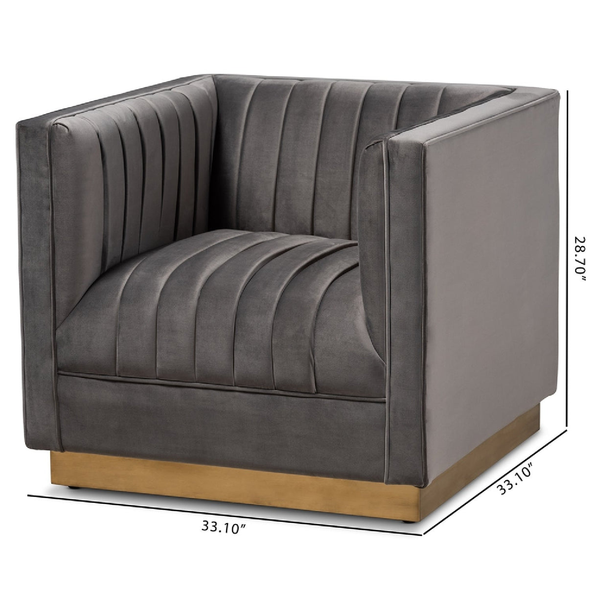 Modern European furniture - Gray Velvet Channeled Accent Chair - www.oroa.com