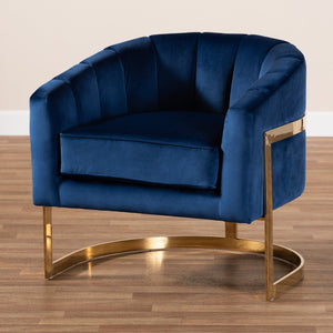 Modern European furniture - Blue Velvet Accent Chair - www.oroa.com
