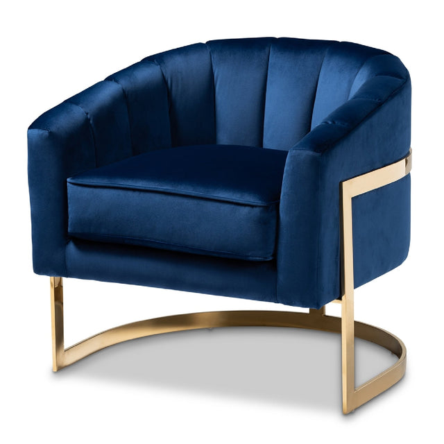 Modern European furniture - Blue Velvet Accent Chair - www.oroa.com
