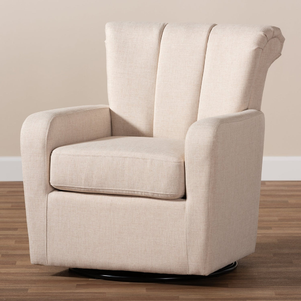 Modern European furniture - Beige Fabric Swivel Chair - www.oroa.com