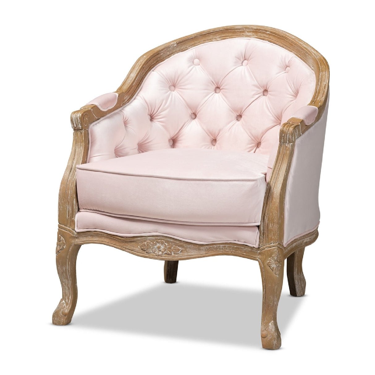 Tufted Pink Velvet Accent Chair | Bali Loom Genevieve | Oroa.com