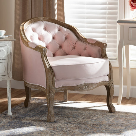 Tufted Pink Velvet Accent Chair | Bali Loom Genevieve | Oroa.com