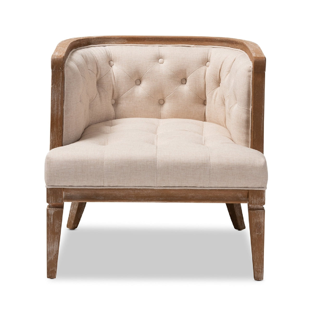 Modern European furniture - Button Tufted Beige Accent Barrel Chair - www.oroa.com