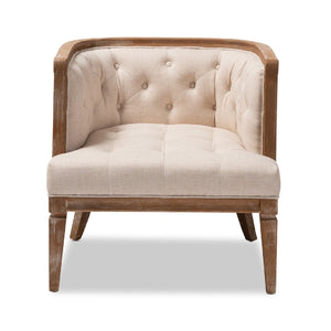 Modern European furniture - Button Tufted Beige Accent Barrel Chair - www.oroa.com