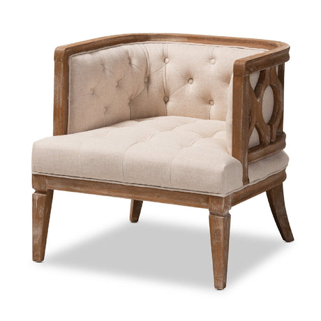 Modern European furniture - Button Tufted Beige Accent Barrel Chair - www.oroa.com