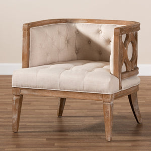 Modern European furniture - Button Tufted Beige Accent Barrel Chair - www.oroa.com