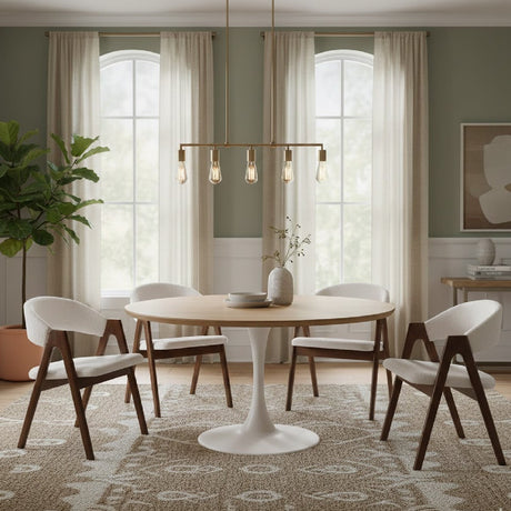 Modern European furniture - White Boucle Curved Dining Chairs 2 - www.oroa.com