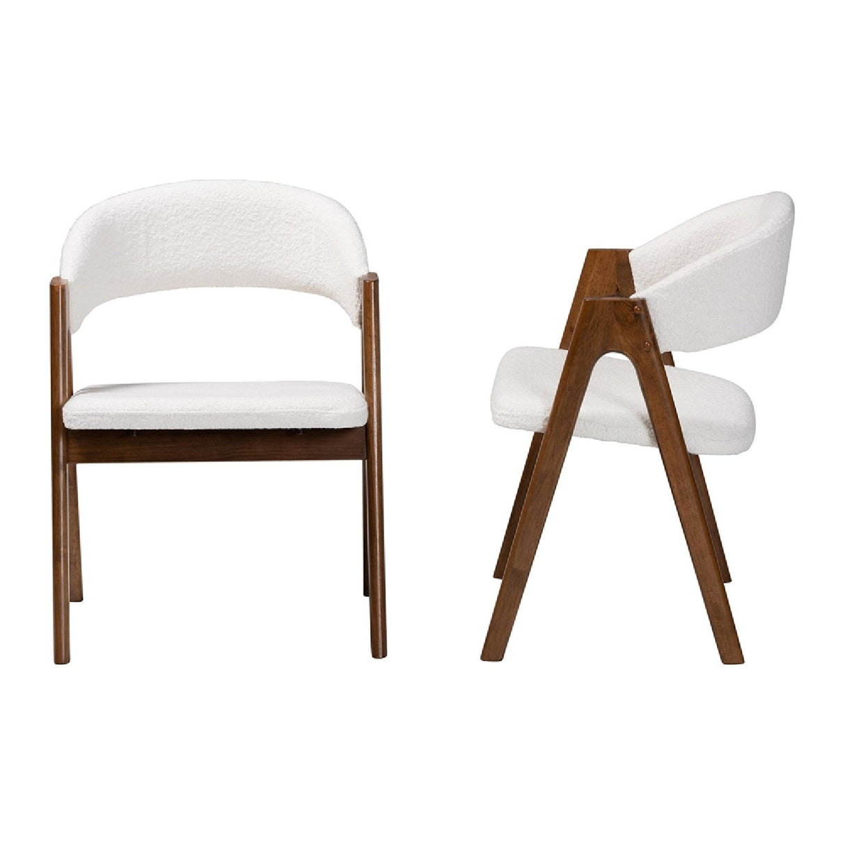 Modern European furniture - White Boucle Curved Dining Chairs 2 - www.oroa.com