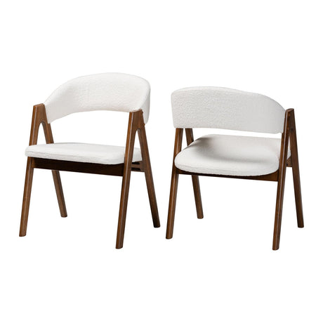 Modern European furniture - White Boucle Curved Dining Chairs 2 - www.oroa.com