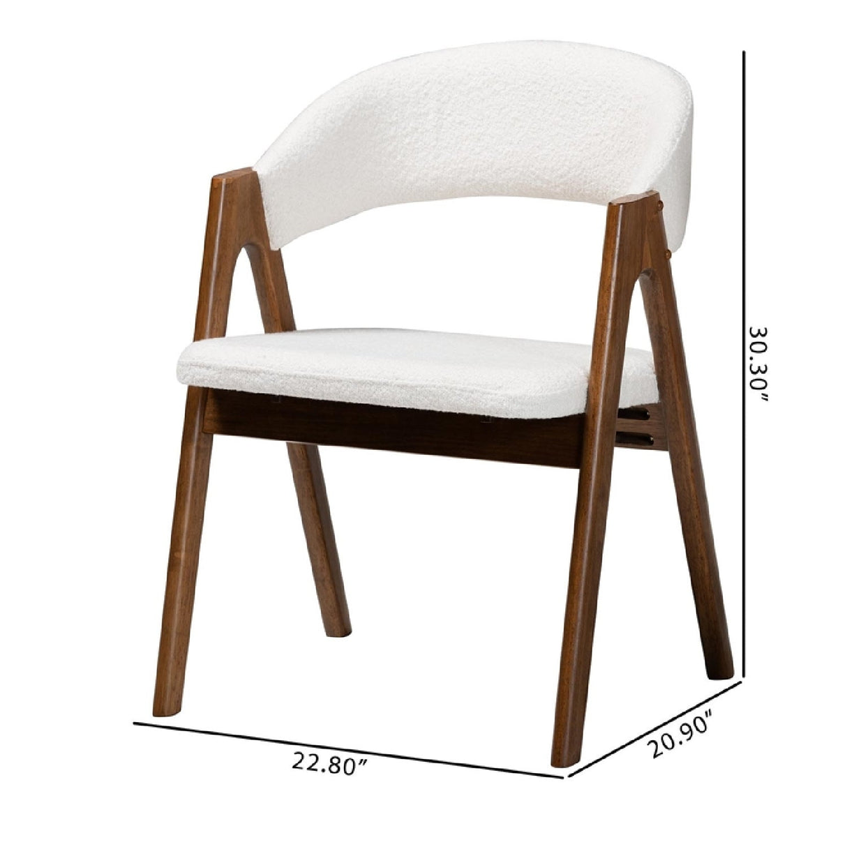 Modern European furniture - White Boucle Curved Dining Chairs 2 - www.oroa.com
