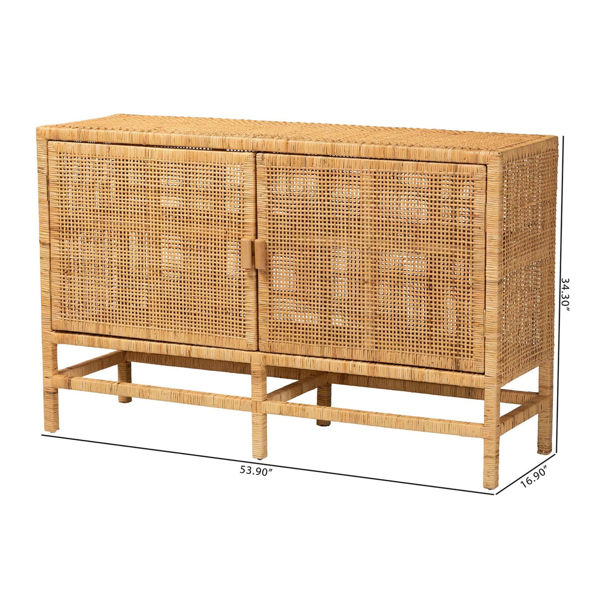 Modern European furniture - Mahogany Framed Rattan Cabinet - www.oroa.com