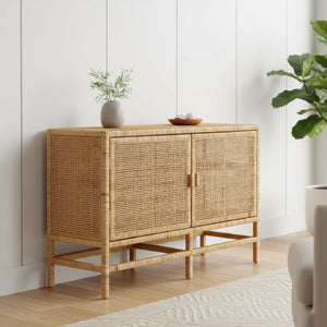 Modern European furniture - Mahogany Framed Rattan Cabinet - www.oroa.com