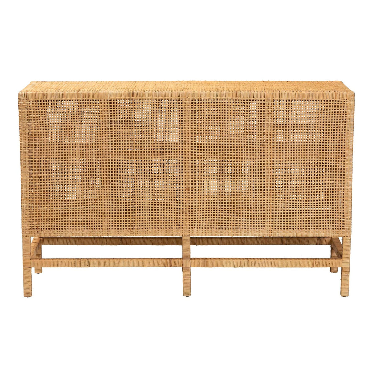 Modern European furniture - Mahogany Framed Rattan Cabinet - www.oroa.com