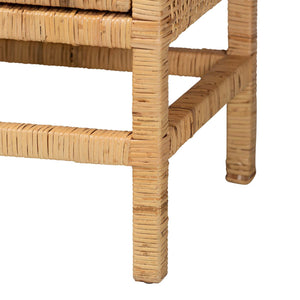 Modern European furniture - Mahogany Framed Rattan Cabinet - www.oroa.com