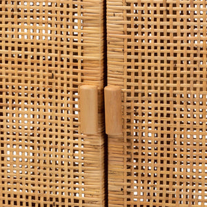 Modern European furniture - Mahogany Framed Rattan Cabinet - www.oroa.com