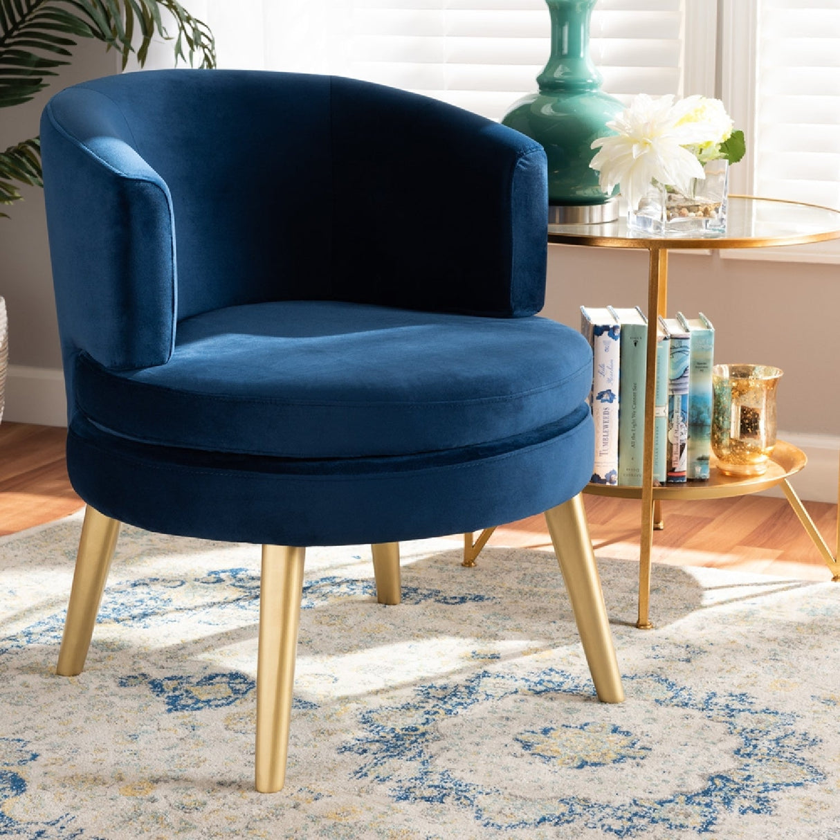 Round Velvet Accent Chair | Bali Loom Baptiste | Oroa.com