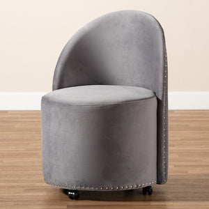 Studded Velvet Rolling Accent Chair | Bali Loom Bethel | Oroa.com