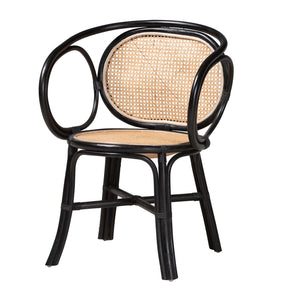 Modern European furniture - Black Framed Rattan Dining Chair - www.oroa.com