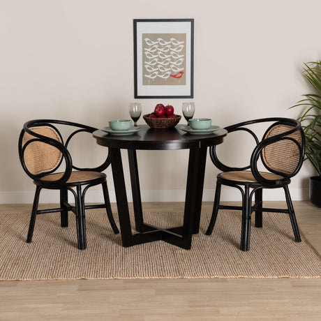 Modern European furniture - Black Framed Rattan Dining Chair - www.oroa.com