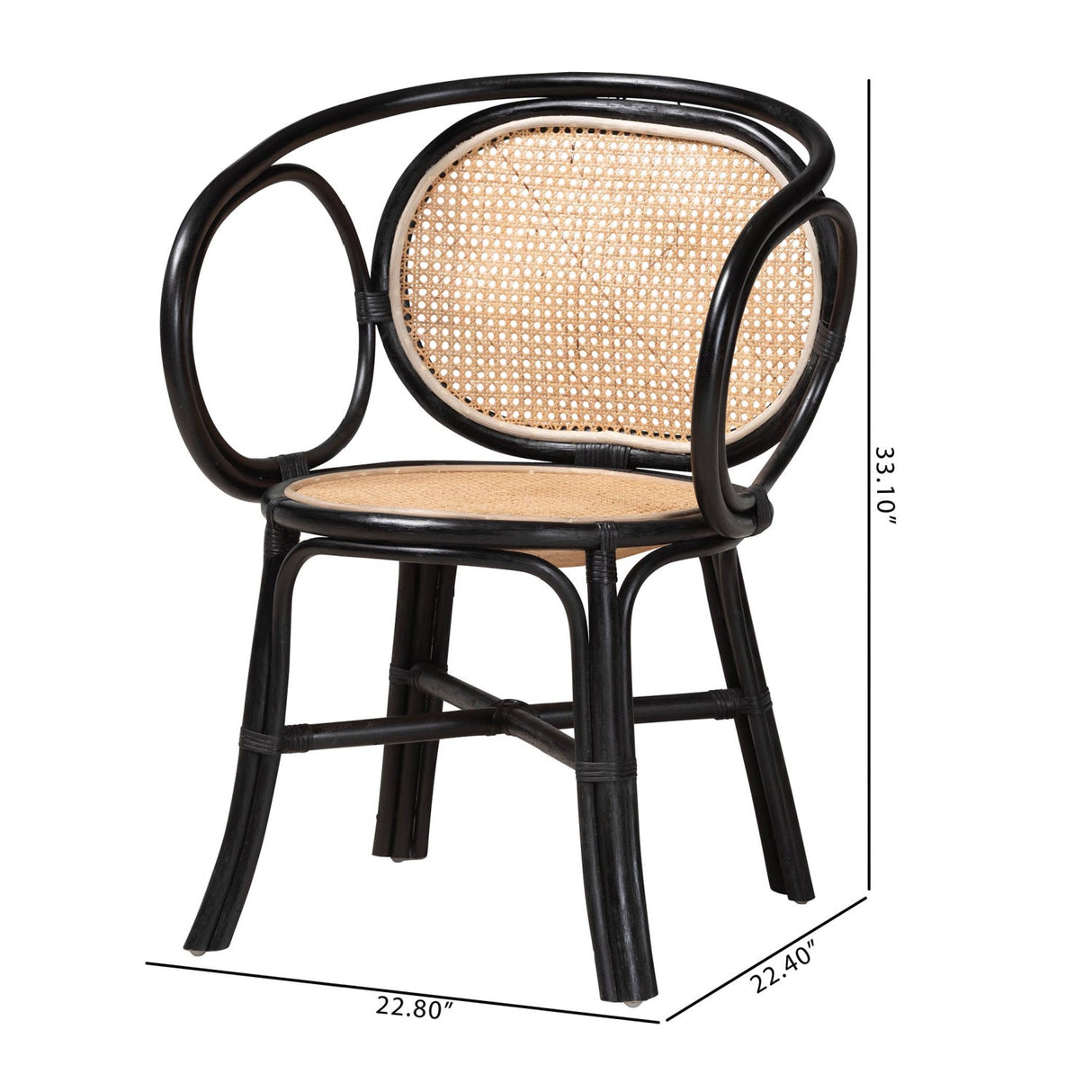 Modern European furniture - Black Framed Rattan Dining Chair - www.oroa.com