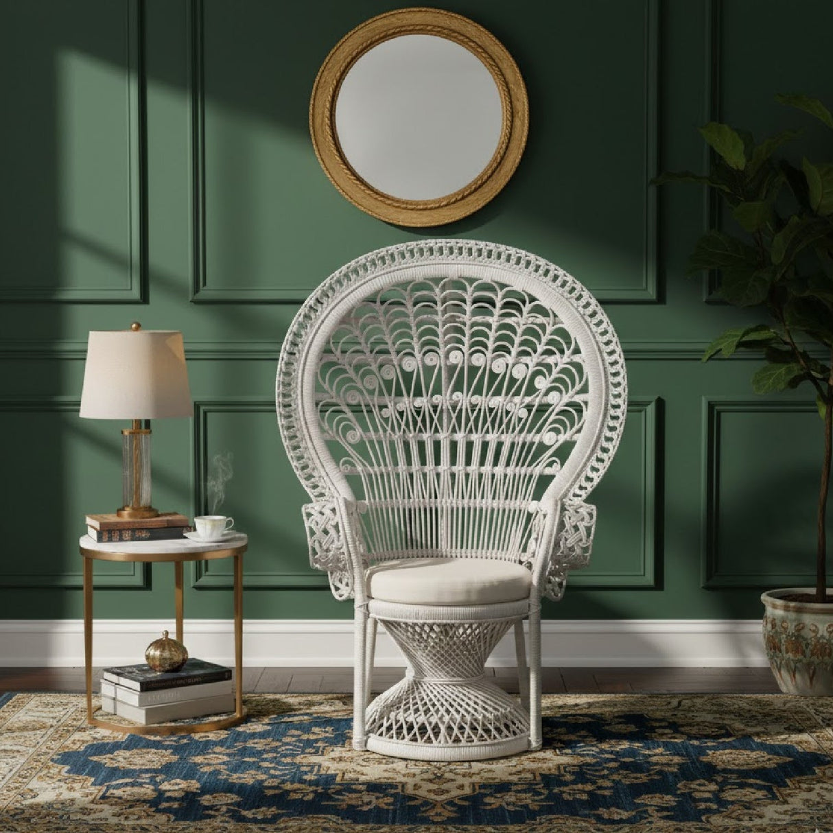 Modern European furniture - White Rattan Peacock Chair - www.oroa.com