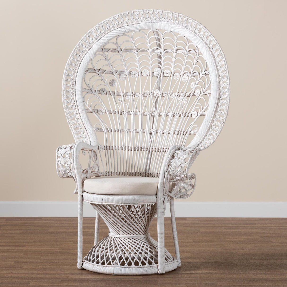 Modern European furniture - White Rattan Peacock Chair - www.oroa.com