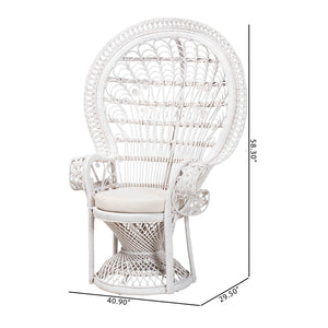 Modern European furniture - White Rattan Peacock Chair - www.oroa.com