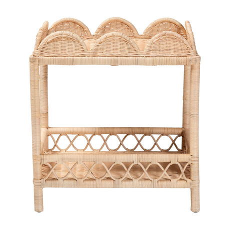 Rattan Scalloped 2 Tier End Table | Bali Loom Eloisa | Oroa.com