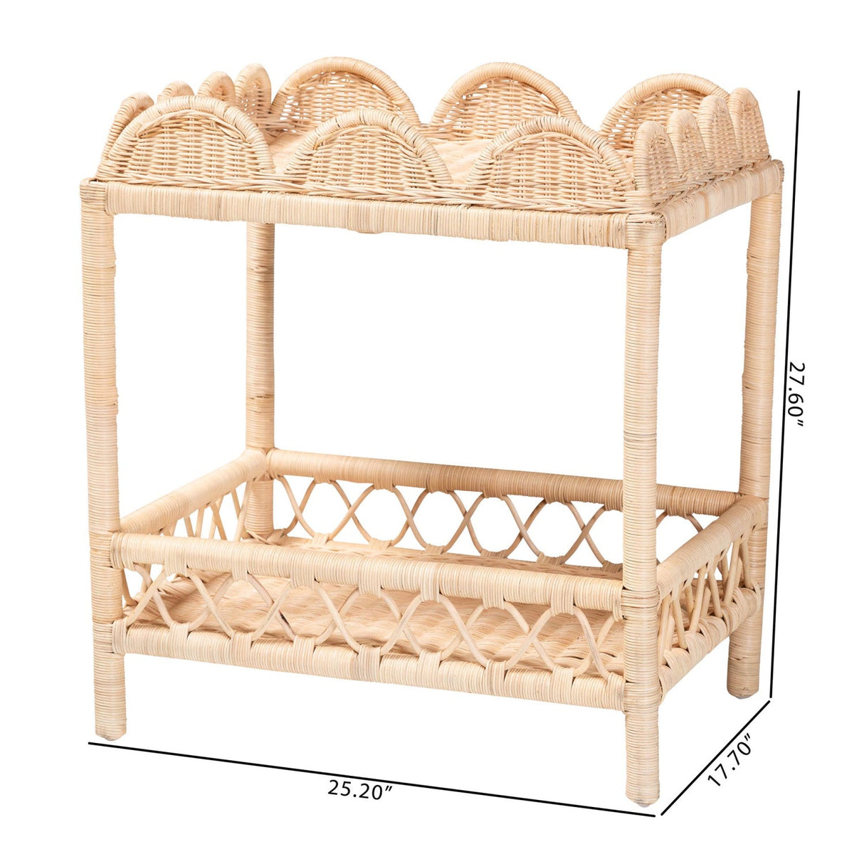 Rattan Scalloped 2 Tier End Table | Bali Loom Eloisa | Oroa.com