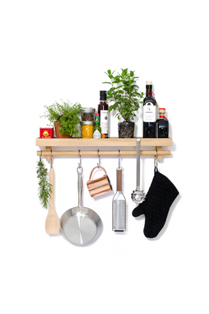 5-Hook Wooden Utensils Shelf | Wireworks | Oroa.com