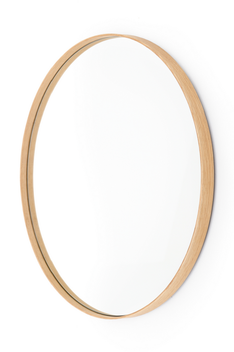 Oak Wooden Round Wall Mirror | Wireworks Glance 660 | Oroa.com