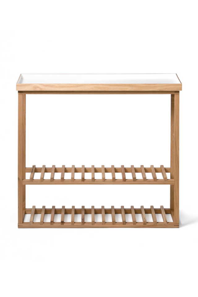 White Rectangular Console Table with Storage | Wireworks Hello | Oroa.com