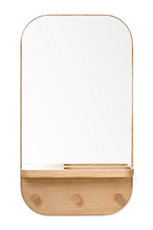 Oak Wooden Wall Storage Mirror | Wireworks Silent | Oroa.com