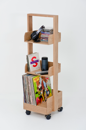 Three-Shelf Wheeled Wood Mini Bookcase | Wireworks Bookie | Oroa.com