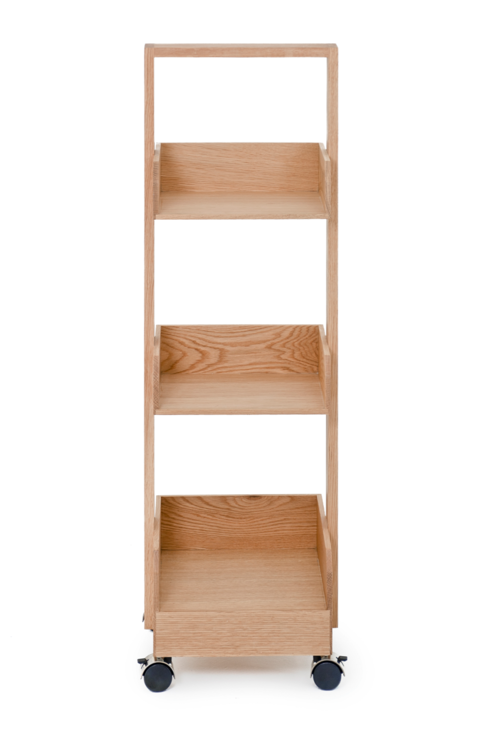 Three-Shelf Wheeled Wood Mini Bookcase | Wireworks Bookie | Oroa.com