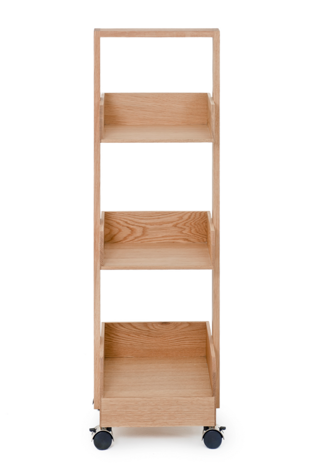 Three-Shelf Wheeled Wood Mini Bookcase | Wireworks Bookie | Oroa.com