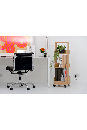 Three-Shelf Wheeled Wood Mini Bookcase | Wireworks Bookie | Oroa.com