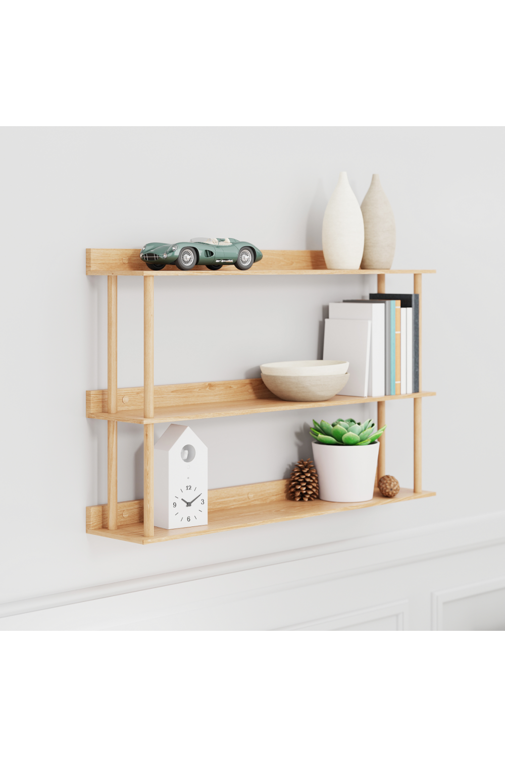 3 Level Wooden Wall Shelf  | Wireworks Platform 3 | Oroa.com