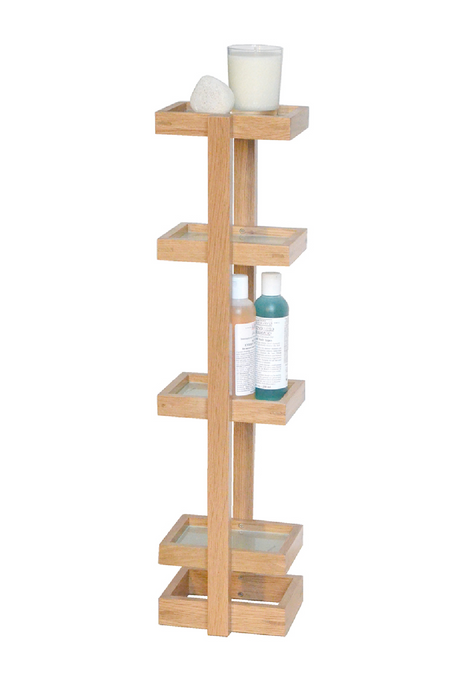 Freestanding Oak Bathroom Storage Tower | Wireworks Mezza | Oroa.com
