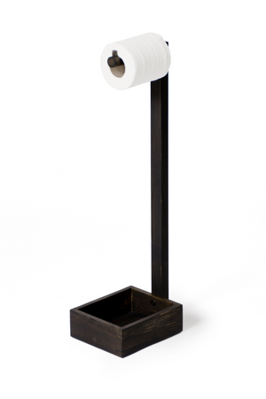 Oak Standing Toilet Paper Holder with Storage | Wireworks Mezza | Oroa.com