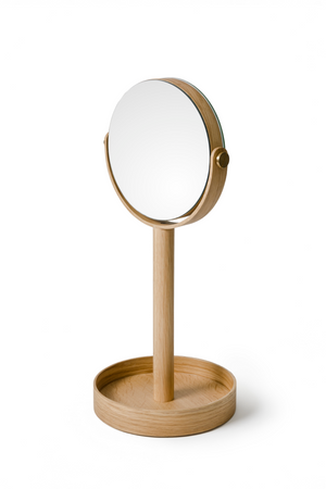 Oak Double Face Mirror with Storage Tray | Wireworks Close-up | Oroa.com