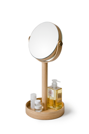 Oak Double Face Mirror with Storage Tray | Wireworks Close-up | Oroa.com