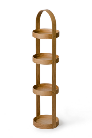 4 Tray Round Oak Storage Caddy | Wireworks Mezza | Oroa.com
