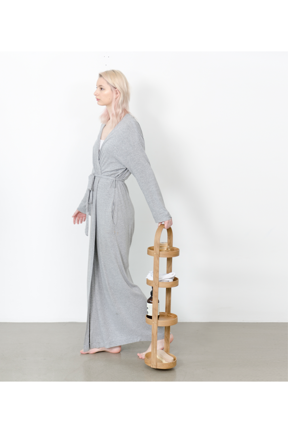 4 Tray Round Oak Storage Caddy | Wireworks Mezza | Oroa.com