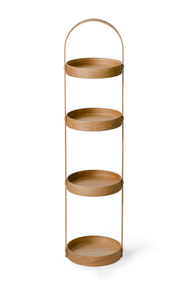 4 Tray Round Oak Storage Caddy | Wireworks Mezza | Oroa.com