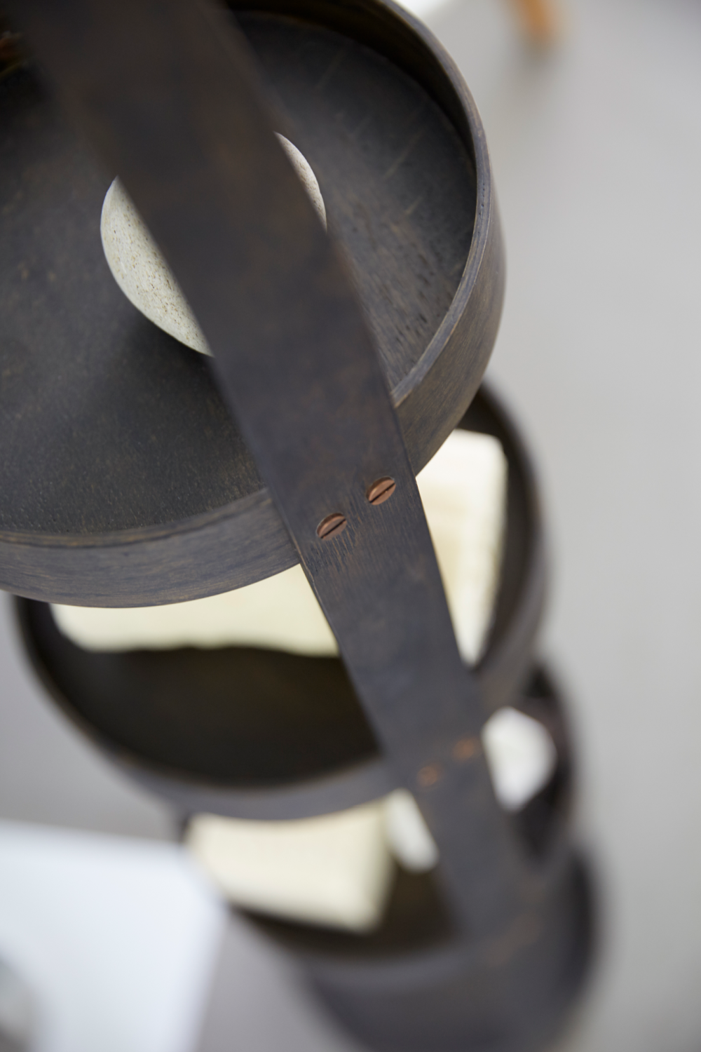 4 Tray Round Oak Storage Caddy | Wireworks Mezza | Oroa.com