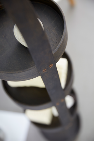 4 Tray Round Oak Storage Caddy | Wireworks Mezza | Oroa.com