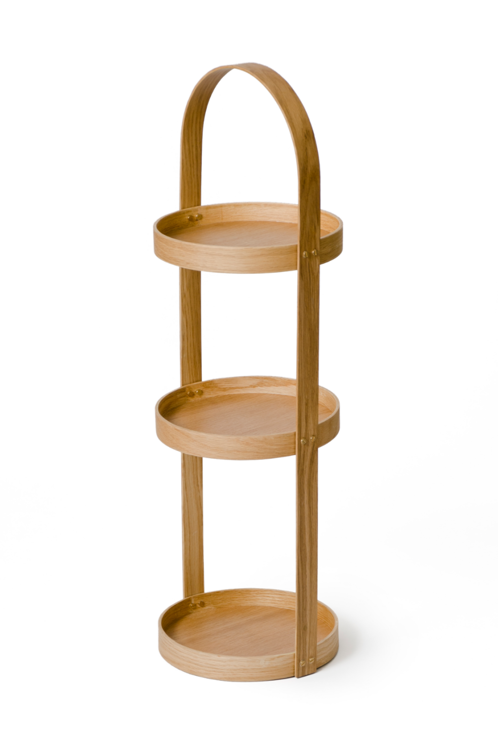 3 Tray Round Oak Storage Caddy | Wireworks Mezza | Oroa.com
