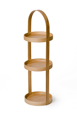 3 Tray Round Oak Storage Caddy | Wireworks Mezza | Oroa.com