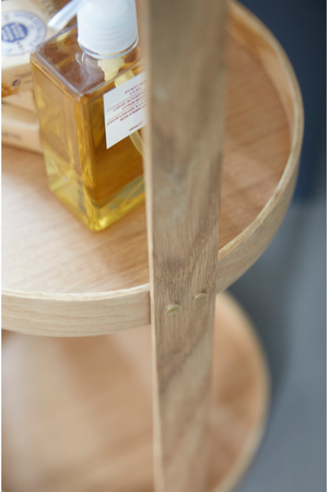 3 Tray Round Oak Storage Caddy | Wireworks Mezza | Oroa.com